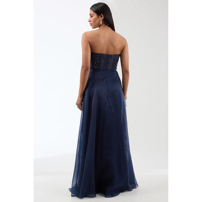 Anjali Kanwar Navy Blue Embellished/Sequined Gown