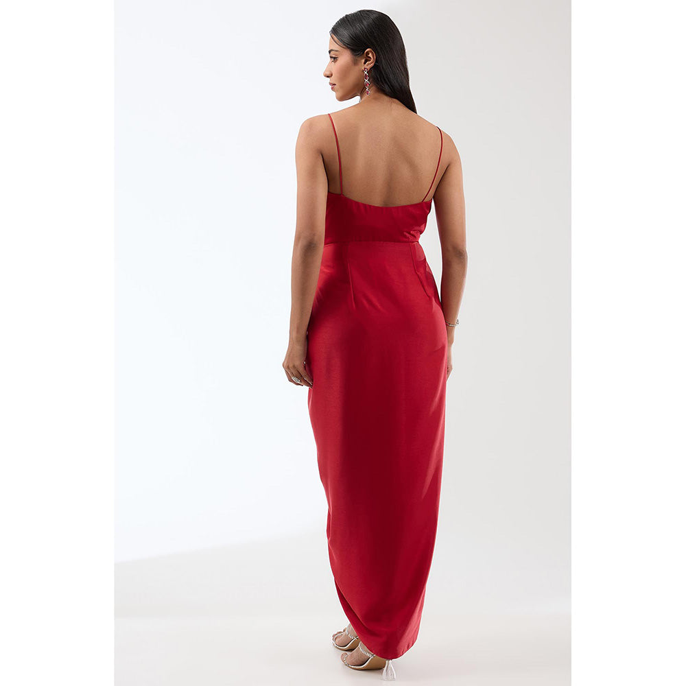 Anjali Kanwar Red Embellished/Sequined Gown with Cape (Set of 2)