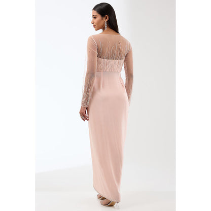 Anjali Kanwar Pink Embellished/Sequined Dress with Cape and Churidar (Set of 3)