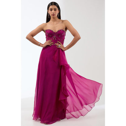 Anjali Kanwar Magenta Embellished/Sequined Gown