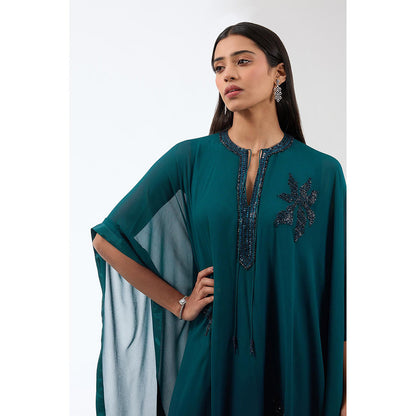 Anjali Kanwar Teal Ombre Kaftan and Pant (Set of 2)