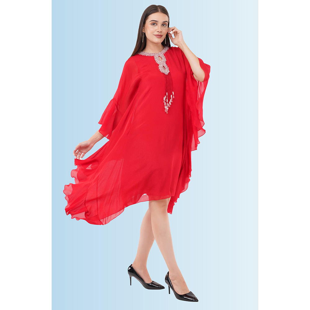 Anjali Kanwar Red Embellished/Sequined Angelia Kaftan Dress