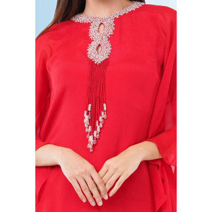 Anjali Kanwar Red Embellished/Sequined Angelia Kaftan Dress