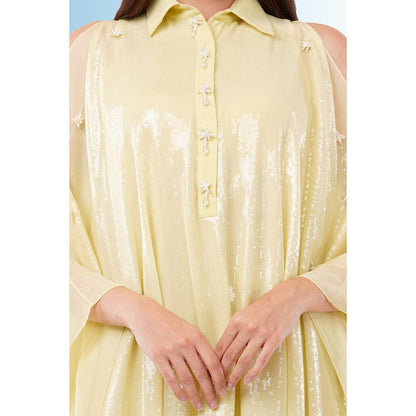 Anjali Kanwar Cream Embellished/Sequined Tiasa Kaftan Dress