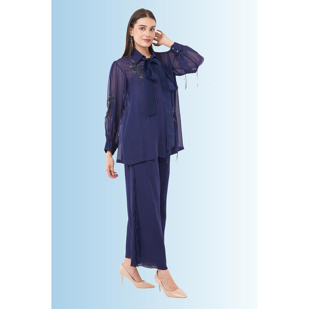 Anjali Kanwar Navy Blue Embellished/Sequined Lanthe Co-Ord (Set of 2)