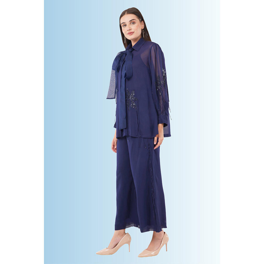 Anjali Kanwar Navy Blue Embellished/Sequined Lanthe Co-Ord (Set of 2)