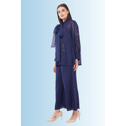 Anjali Kanwar Navy Blue Embellished/Sequined Lanthe Co-Ord (Set of 2)