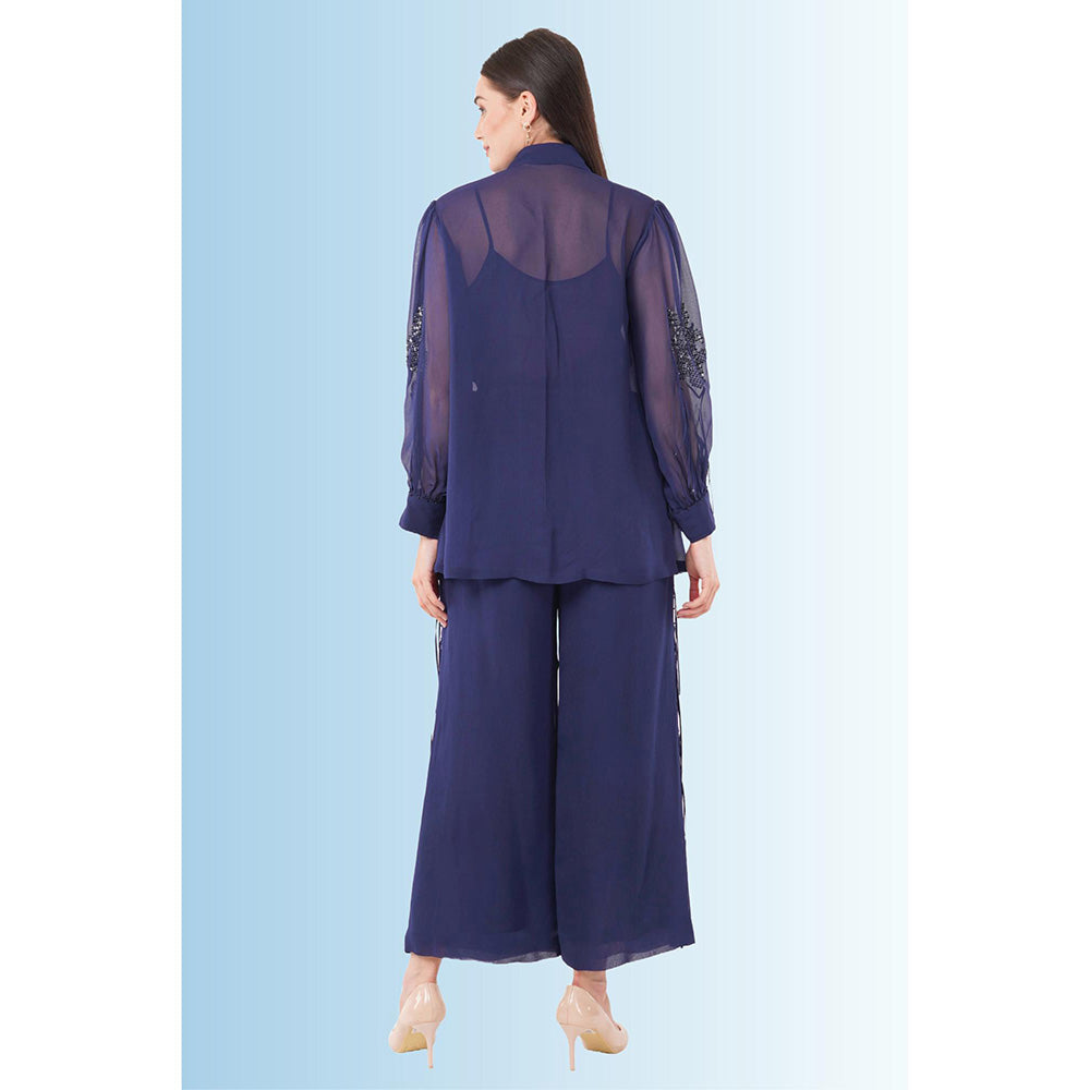 Anjali Kanwar Navy Blue Embellished/Sequined Lanthe Co-Ord (Set of 2)