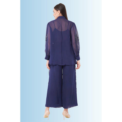 Anjali Kanwar Navy Blue Embellished/Sequined Lanthe Co-Ord (Set of 2)