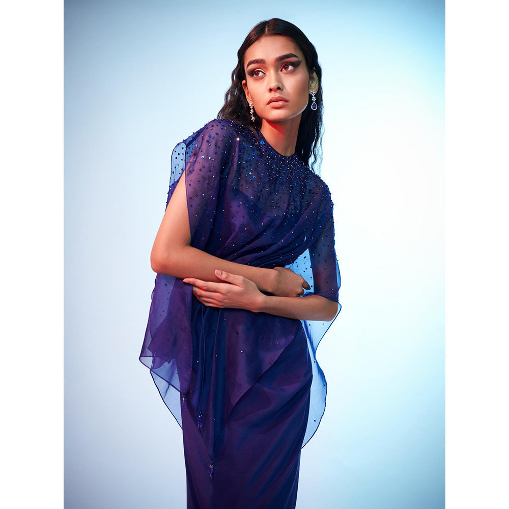 Anjali Kanwar Blue Embellished/Sequined Estelle Top with Bustier and Skirt (Set of 3)