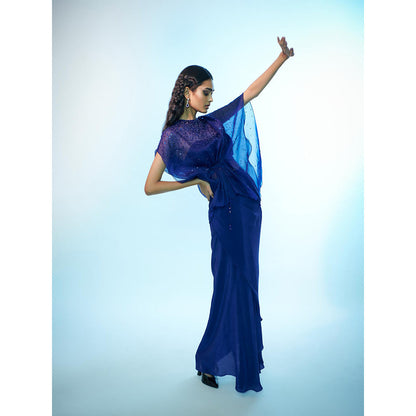 Anjali Kanwar Blue Embellished/Sequined Estelle Top with Bustier and Skirt (Set of 3)