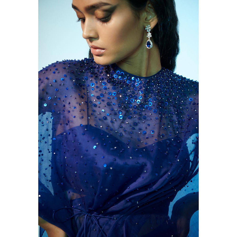 Anjali Kanwar Blue Embellished/Sequined Estelle Top with Bustier and Skirt (Set of 3)