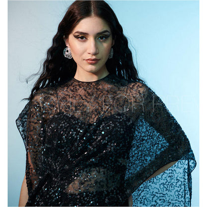 Anjali Kanwar Black Embellished/Sequined Estelle Top with Bustier and Skirt (Set of 3)