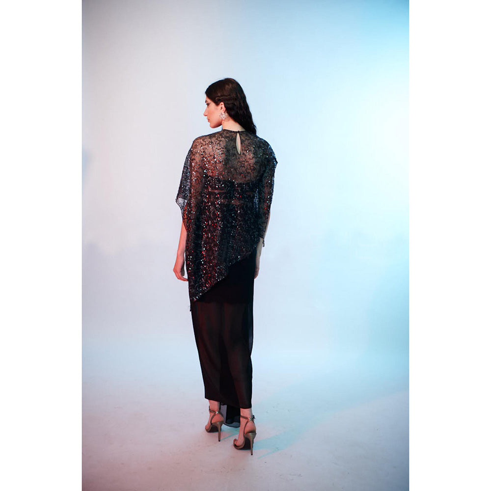 Anjali Kanwar Black Embellished/Sequined Estelle Top with Bustier and Skirt (Set of 3)