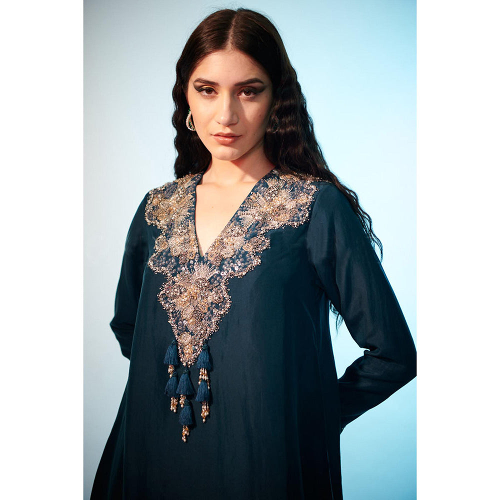 Anjali Kanwar Green Embellished/Sequined Daran Tunic with Skirt (Set of 2)