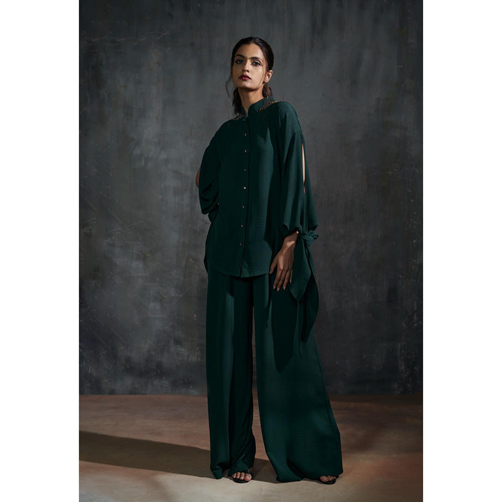 Anjali Kanwar Green Solid/Plain Ophelia Co-Ord (Set of 2)