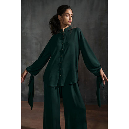 Anjali Kanwar Green Solid/Plain Ophelia Co-Ord (Set of 2)