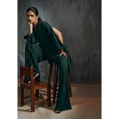 Anjali Kanwar Green Solid/Plain Ophelia Co-Ord (Set of 2)