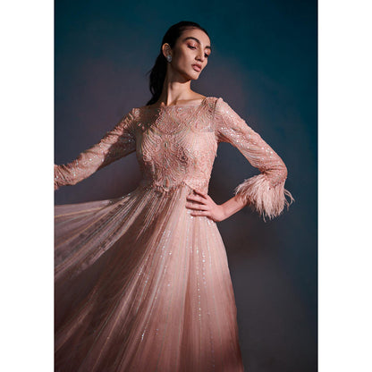 Anjali Kanwar Pink Embellished/Sequined Astra Maxi Dress