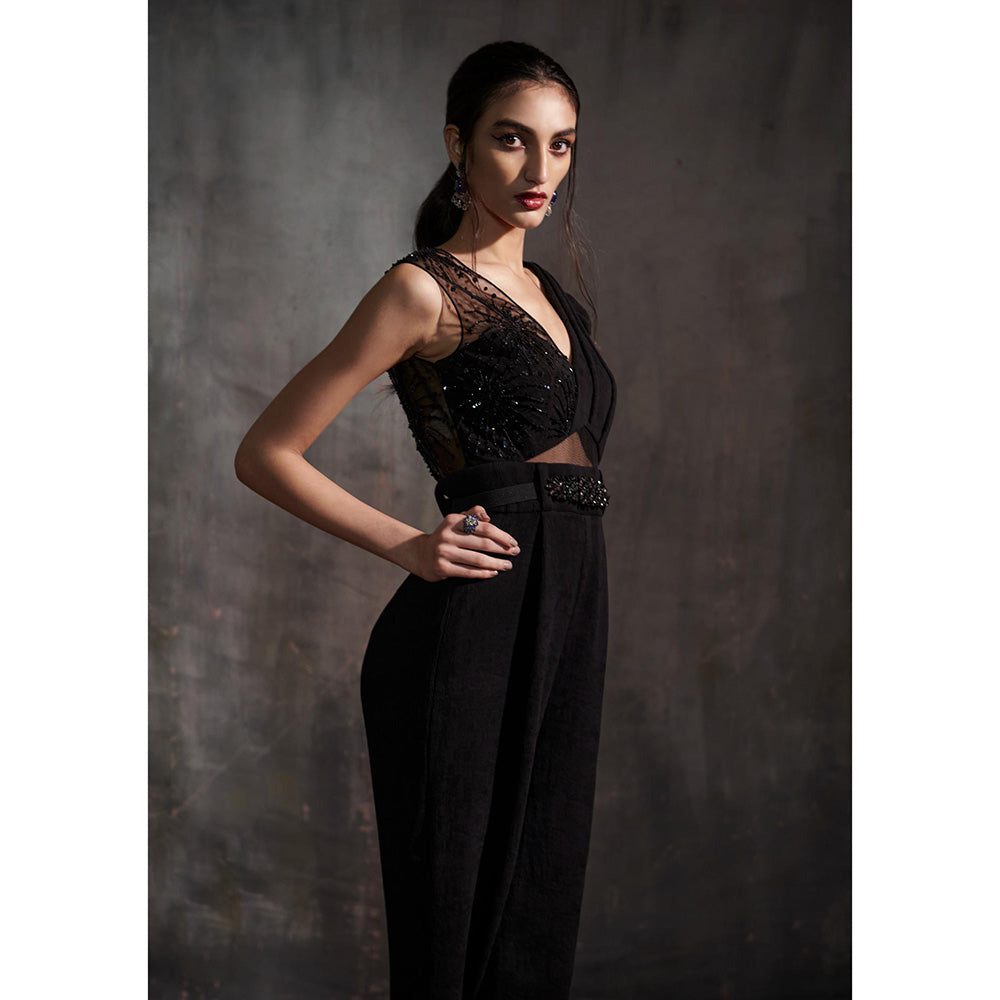 Anjali Kanwar Black Embellished/Sequined Vanessa Jumpsuit