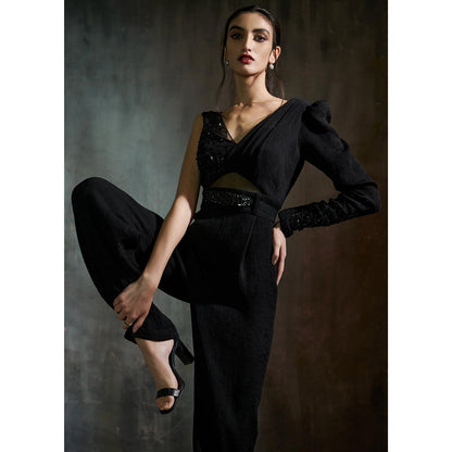 Anjali Kanwar Black Embellished/Sequined Vanessa Jumpsuit