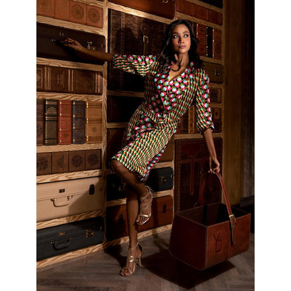 Ankur J Multicolour Printed Dress with Belt (Set of 2)