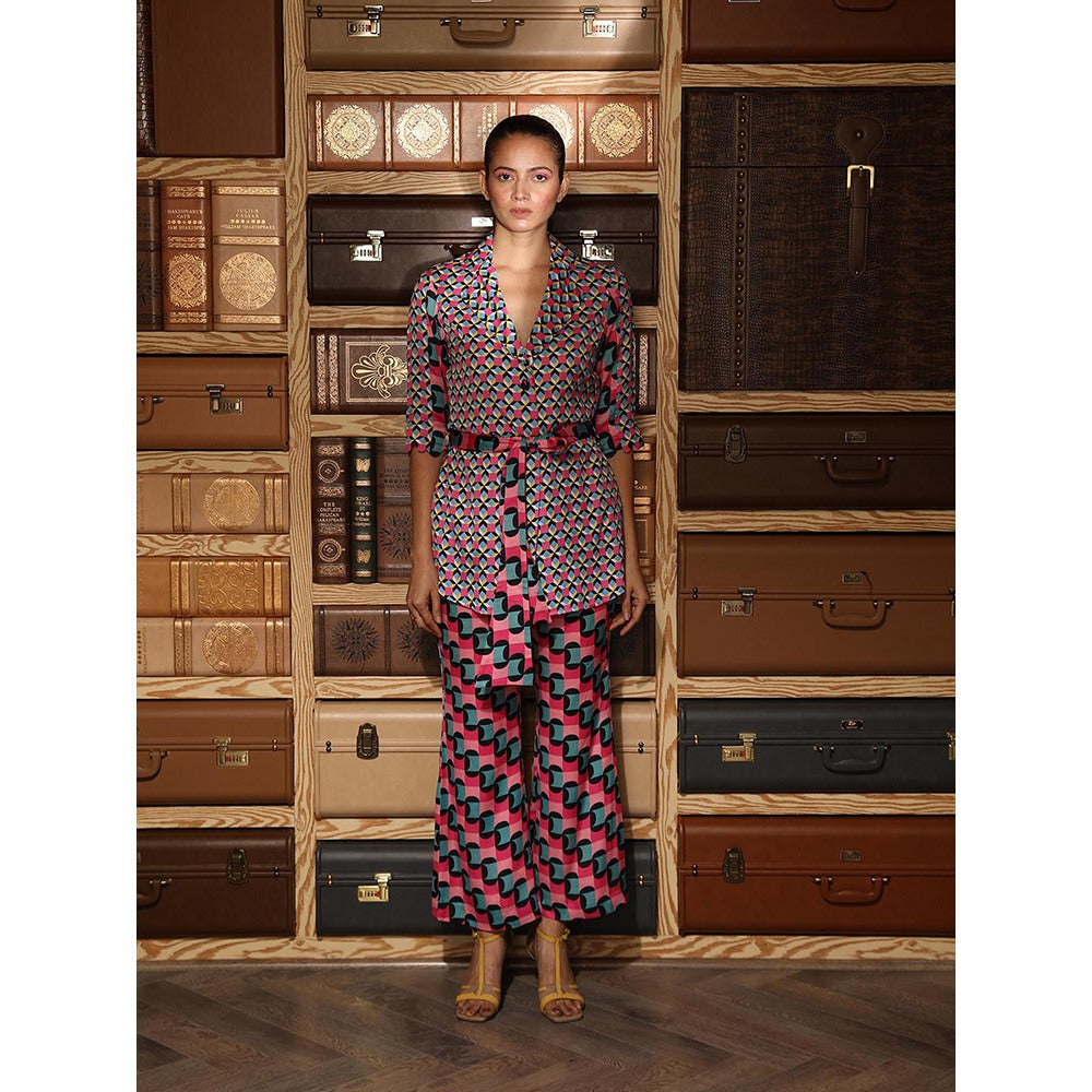 Ankur J Multicolour Printed Top with Belt (Set of 2)