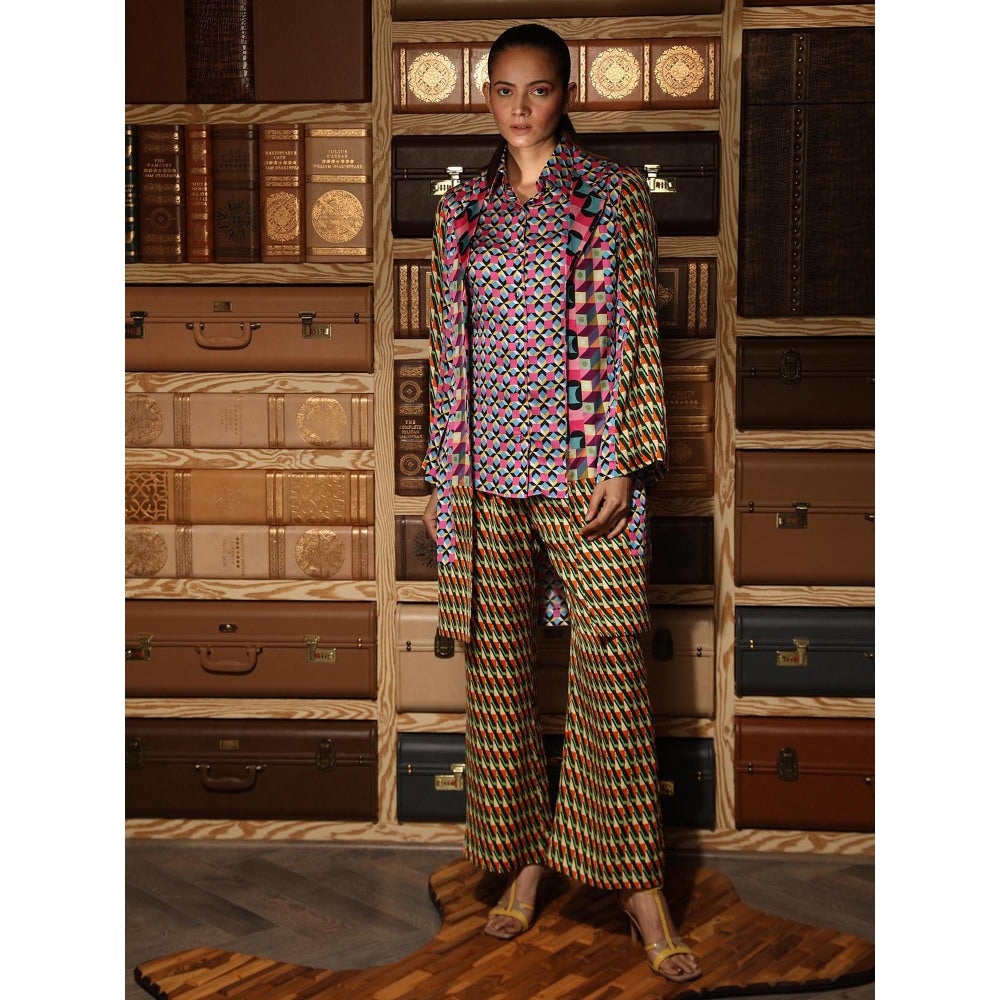 Ankur J Multicolour Printed Shirt with Pant and Jacket (Set of 3)