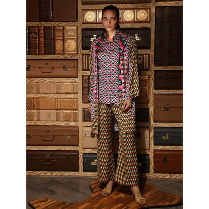 Ankur J Multicolour Printed Shirt with Pant and Jacket (Set of 3)