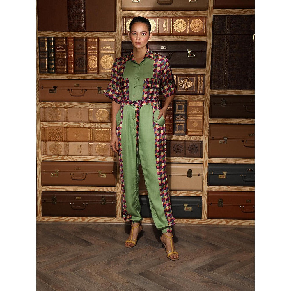 Ankur J Multicolour Printed Jumpsuit with Belt (Set of 2)