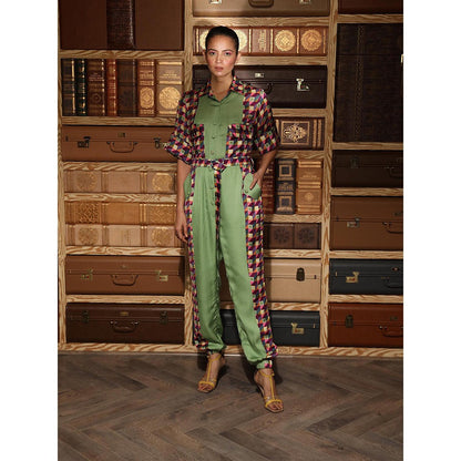 Ankur J Multicolour Printed Jumpsuit with Belt (Set of 2)