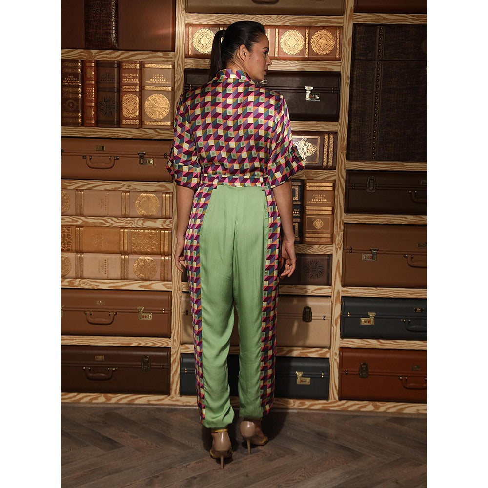 Ankur J Multicolour Printed Jumpsuit with Belt (Set of 2)