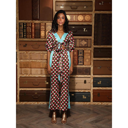 Ankur J Multicolour Printed Knotted Top with Pant (Set of 2)