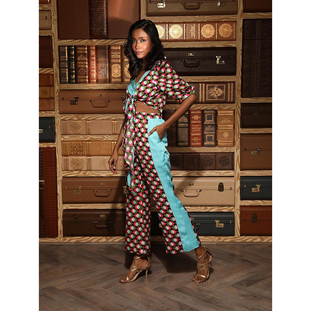 Ankur J Multicolour Printed Knotted Top with Pant (Set of 2)