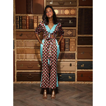 Ankur J Multicolour Printed Knotted Top with Pant (Set of 2)