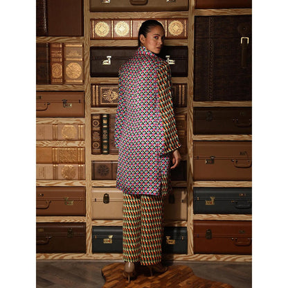 Ankur J Multicolour Printed Overlay Jacket