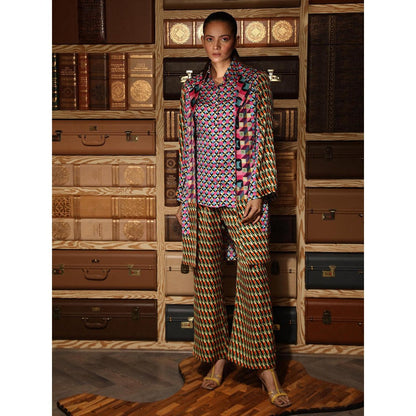Ankur J Multicolour Printed Overlay Jacket
