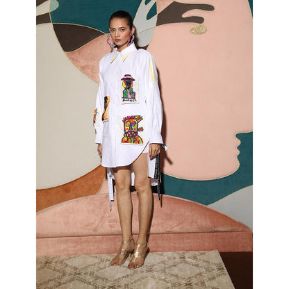 Ankur J Asymmetric White Shirt Dress