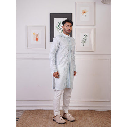 Ankur J Blue Georgette Embroidery Kurta with Pant (Set of 2)