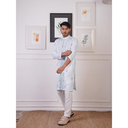 Ankur J Blue Georgette Embroidery Kurta with Pant (Set of 2)