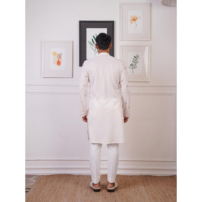 Ankur J White Crochet Kurta with Pant (Set of 2)