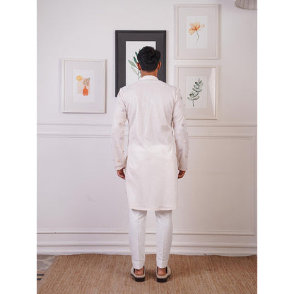 Ankur J White Crochet Kurta with Pant (Set of 2)