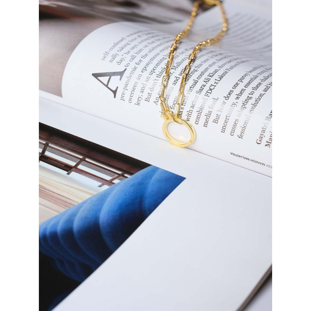 ANUSHKA JAIN JEWELLERY 925 Open Lock Necklace In Sterling Silver With Gold Vermeil