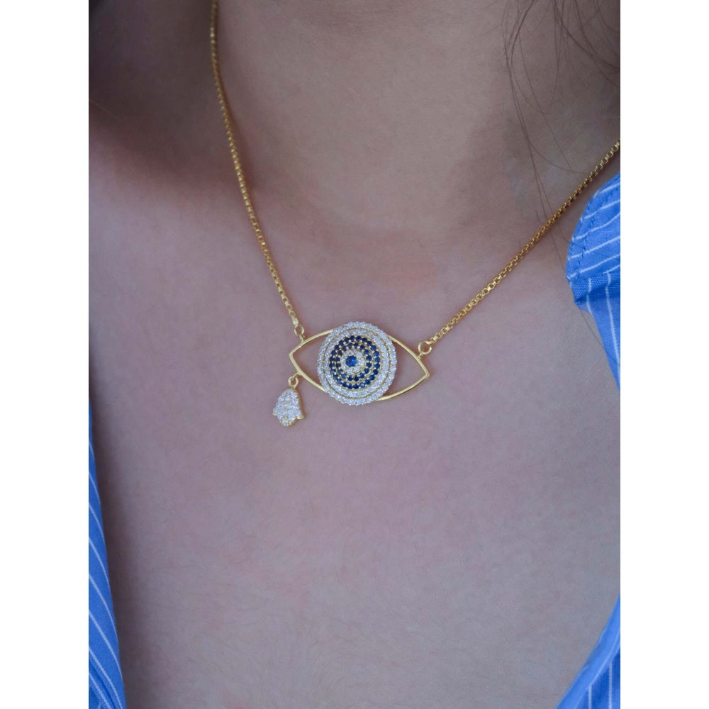 ANUSHKA JAIN JEWELLERY 925 Evil Eye Necklace In Sterling Silver With Gold Vermeil