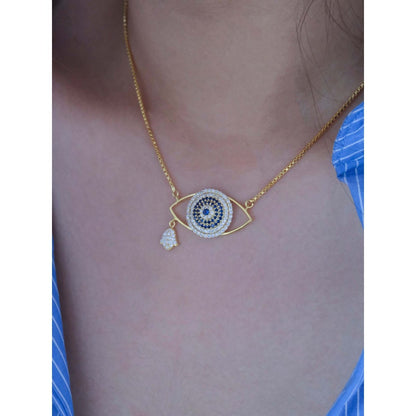 ANUSHKA JAIN JEWELLERY 925 Evil Eye Necklace In Sterling Silver With Gold Vermeil