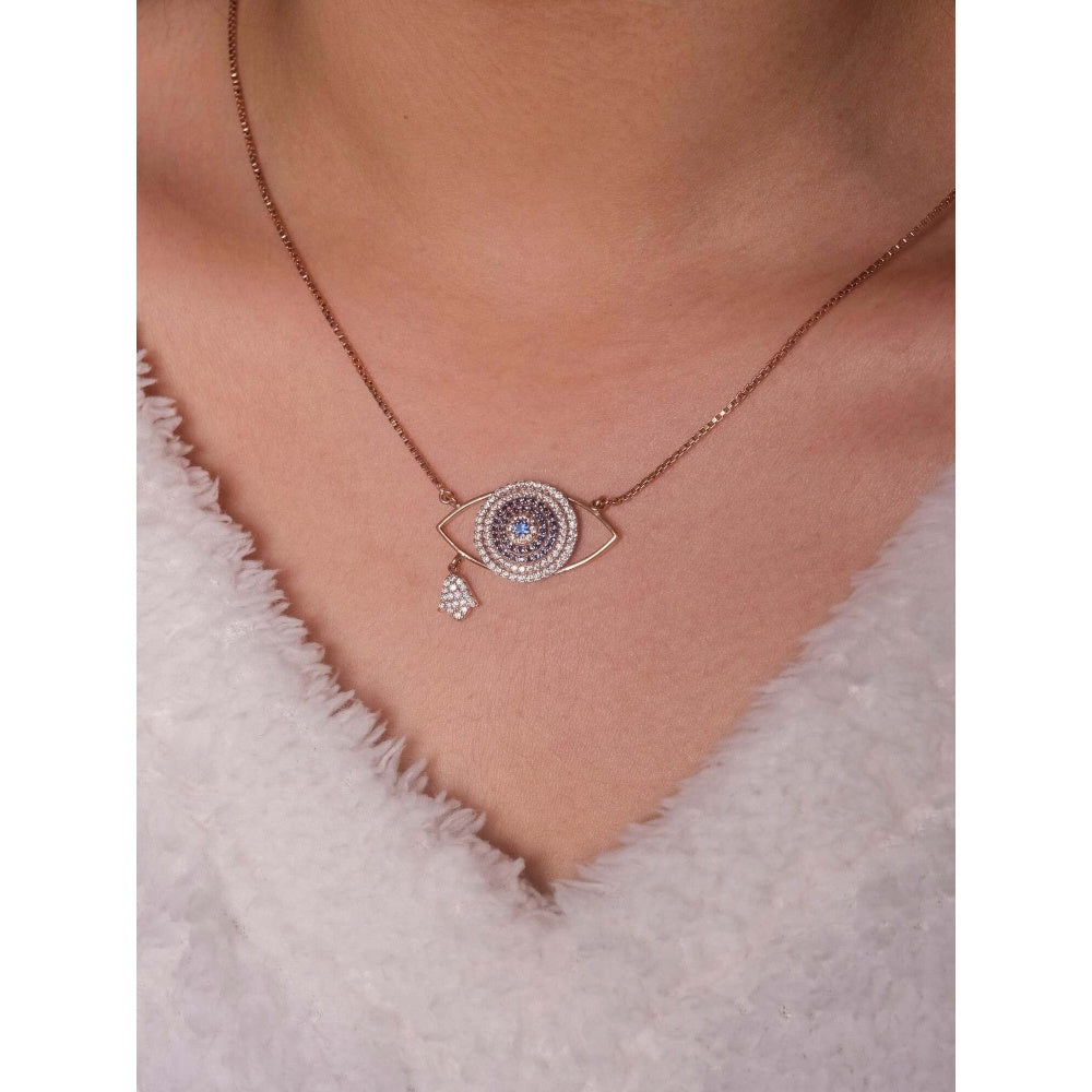 ANUSHKA JAIN JEWELLERY 925 Evil Eye Necklace In Sterling Silver With Gold Vermeil