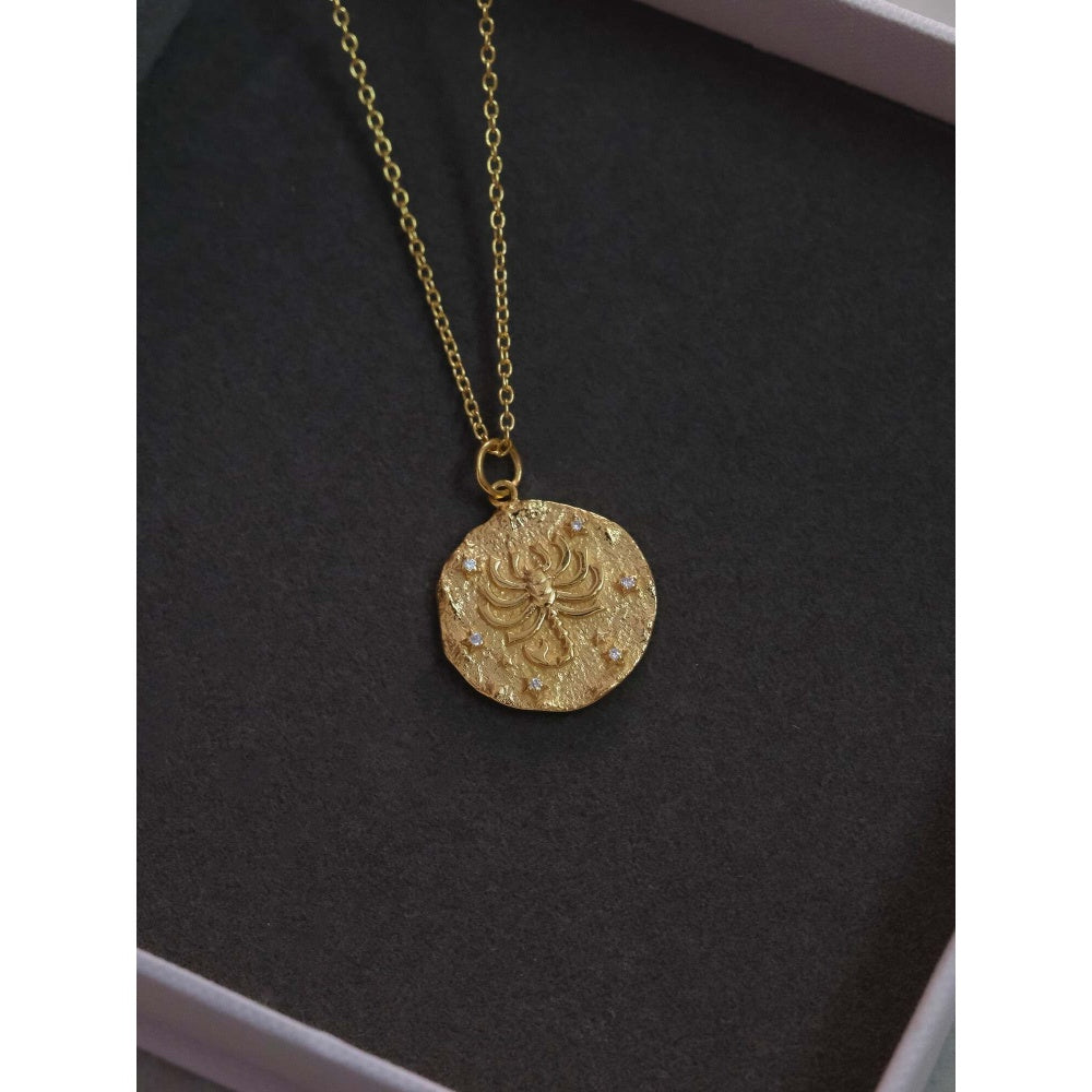 ANUSHKA JAIN JEWELLERY 925 Scorpio Zodiac Necklace In Sterling Silver With Gold Vermeil