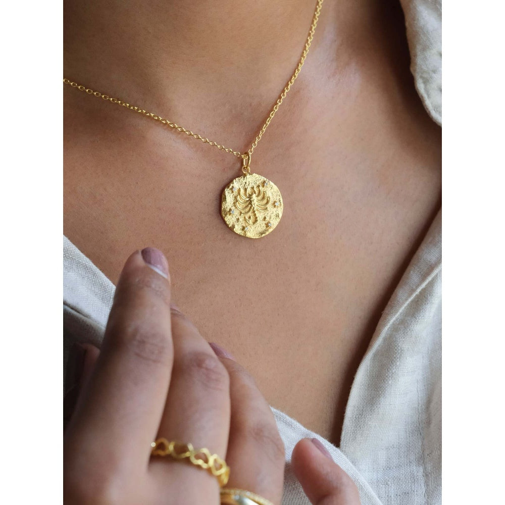 ANUSHKA JAIN JEWELLERY 925 Scorpio Zodiac Necklace In Sterling Silver With Gold Vermeil