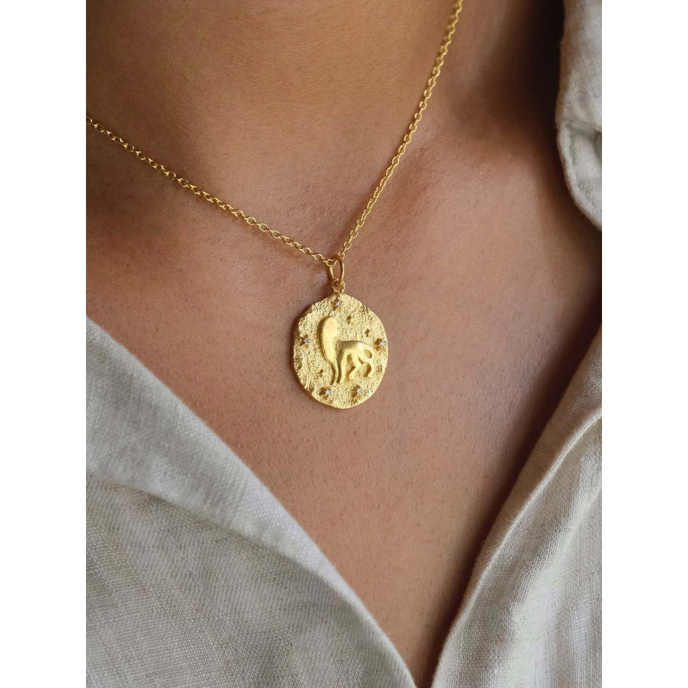ANUSHKA JAIN JEWELLERY 925 Leo Zodiac Necklace In Sterling Silver With Gold Vermeil