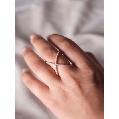 ANUSHKA JAIN JEWELLERY 925 Criss Cross Diamond Ring White